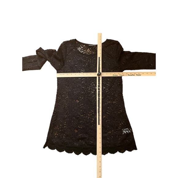 You Are Not Alone Floral Lace Top Long Sleeve Round Neck Black Womens Large NWOT - Picture 5 of 5